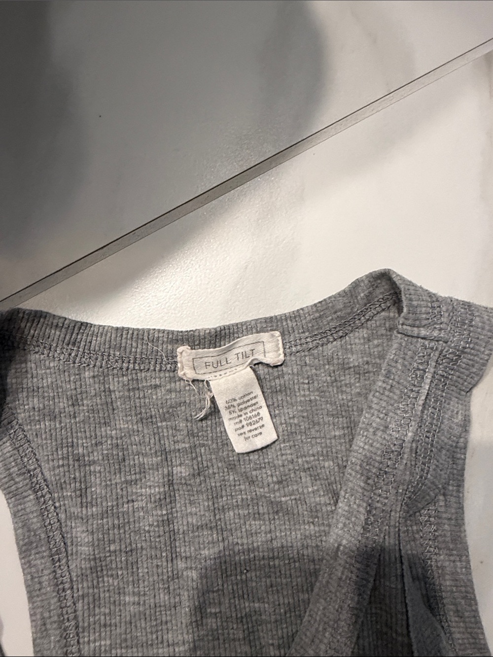 Full Tilt Heather Gray Ribbed Racerback Tank - Picture 2 of 3